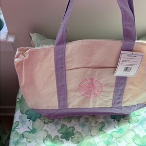 LARGE- Trader Joe's Lavender-Trim Canvas Tote